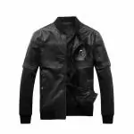 veste philipp plein leahter cuir pas cher schadel black